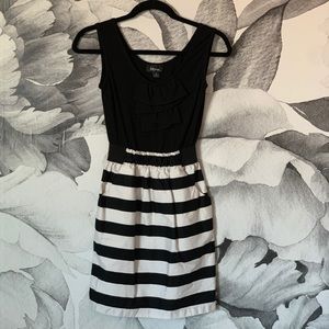 Iz Byer black and white striped dress with pockets